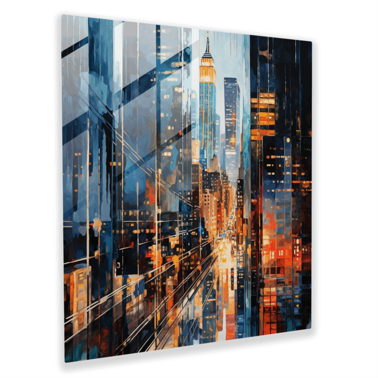 Urban Artwork Glasbild: Stadtbild Glaswandkunst für Zuhause Dekoration