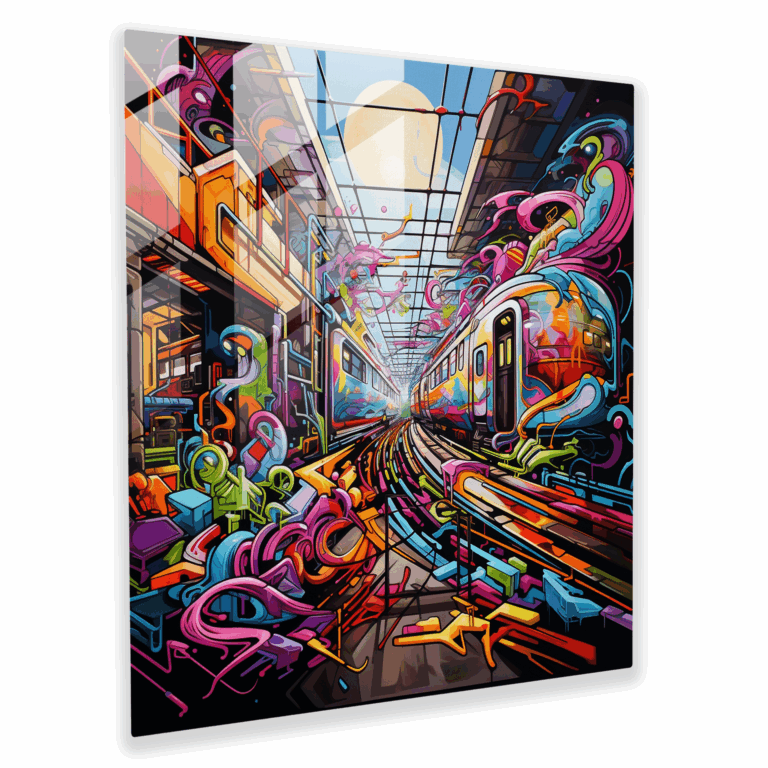 Lebendiges Glasbild: Graffiti-Kunst Glaswandkunst
