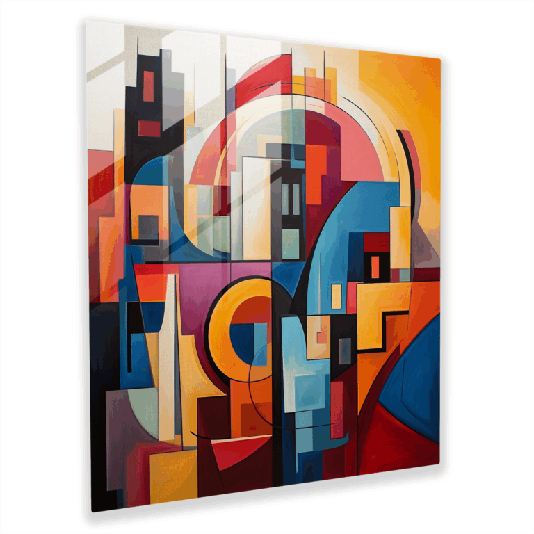 Geometrische Glasdrucke - Kubistisch inspirierte abstrakte Architektur Glasbilder