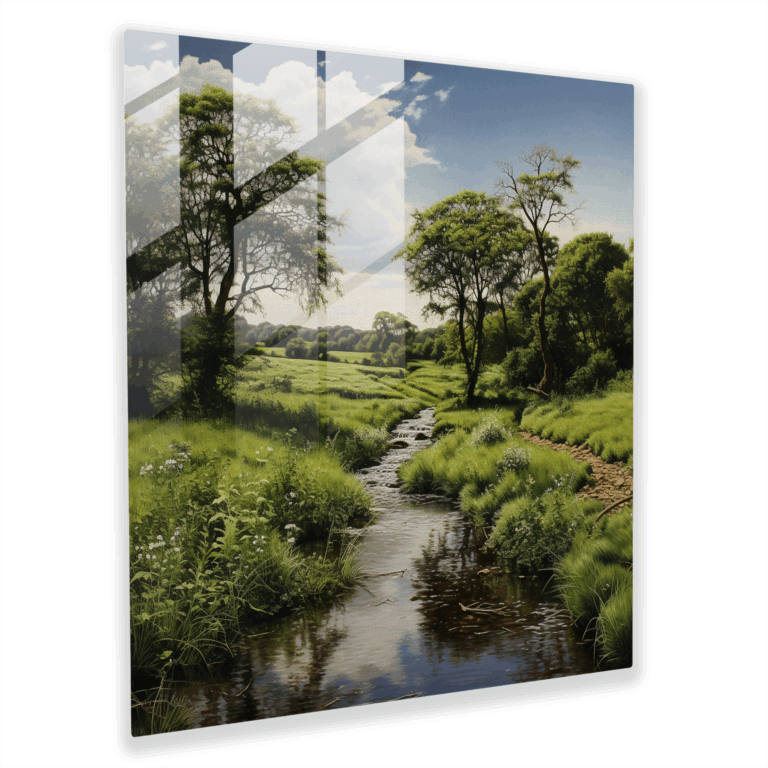 Glasbild Landschaftsdarstellung - Fotorealistisches Landschaftsmotiv für die Wand