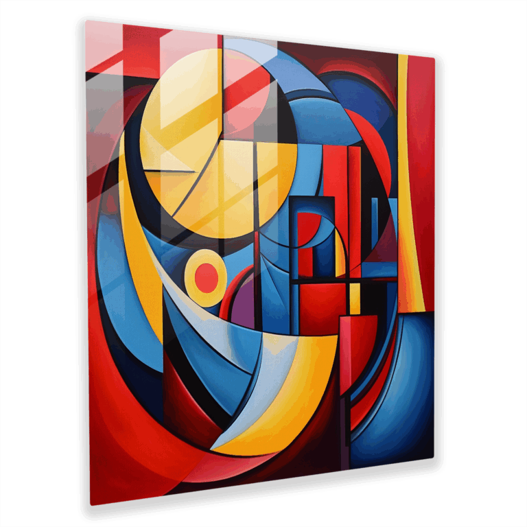 Glasbild im gewagten kubistischen Stil