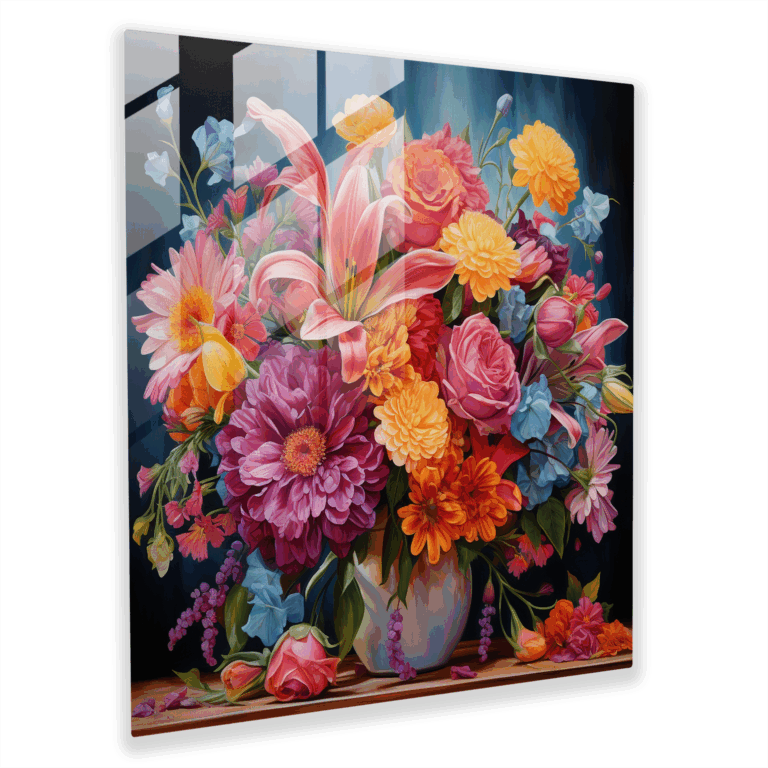 Lebhaftes Blumenstrauß Glasbild