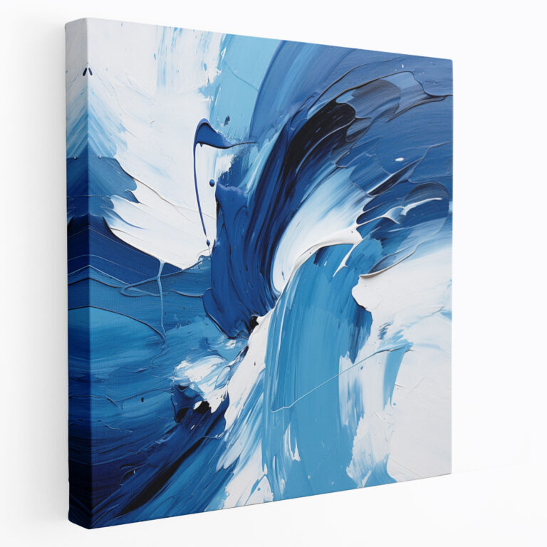 Navy Blue Abstraktes Leinwandbild - Blau Abstrakte Kunst Wandkunst