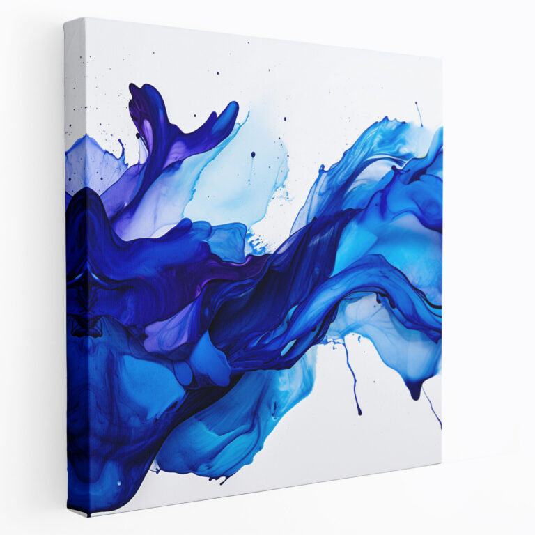 Navy Blue Leinwandbild - Abstrakte Tintenkunst - Wanddekoration