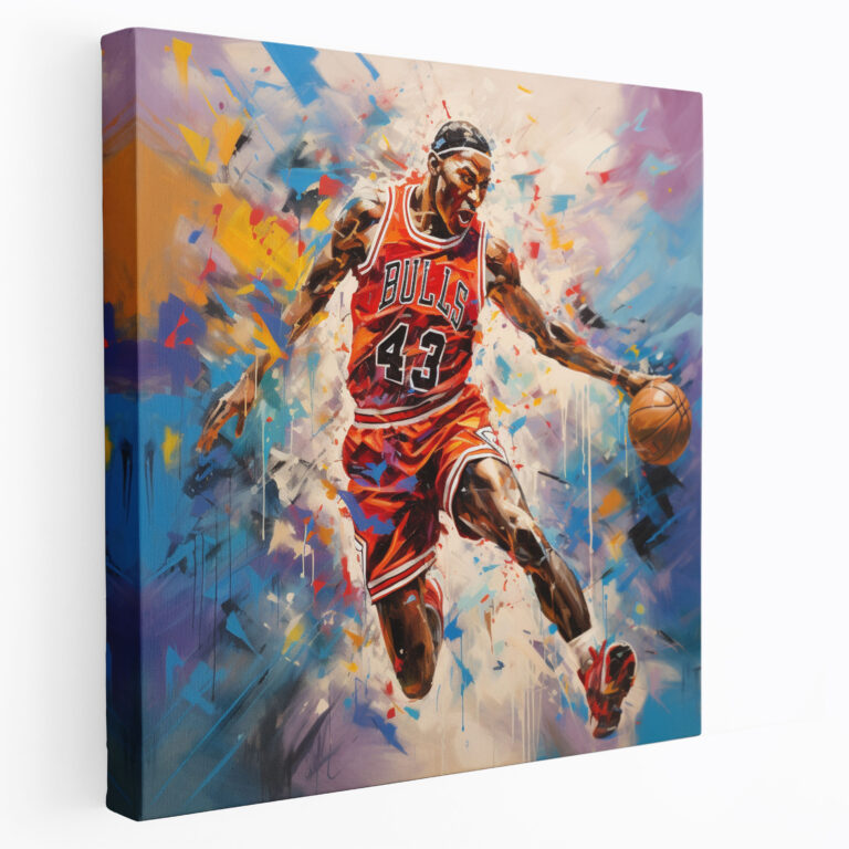NBA Wandkunst - Impressionistisches Leinwandbild eines mitreißenden Spiels - NBA Leinwandkunst mitreißendes Spiel Wanddekoration