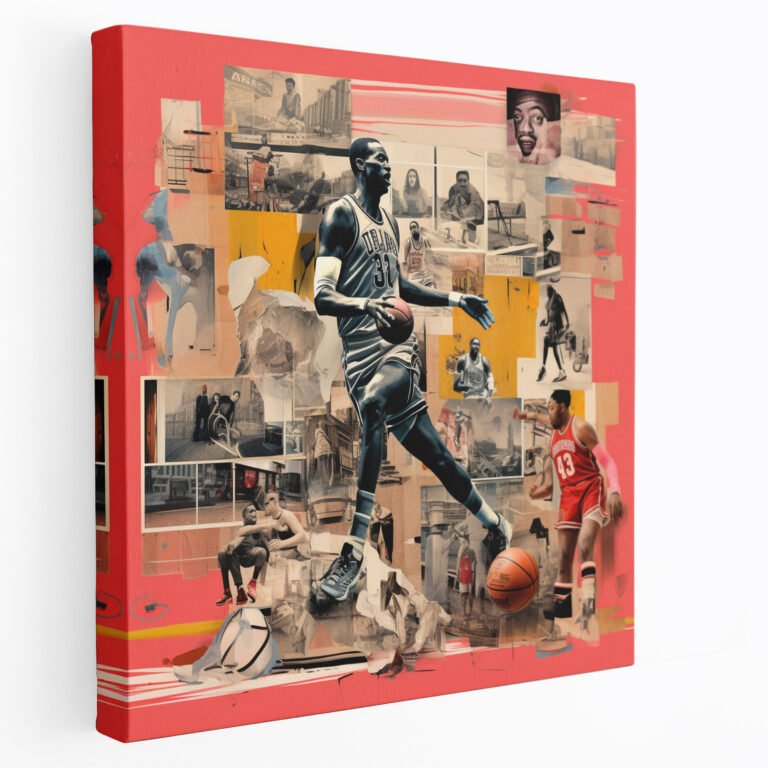 NBA Wanddekoration - Vintage Basketball Collage Leinwandbild - Ikikonische Momente
