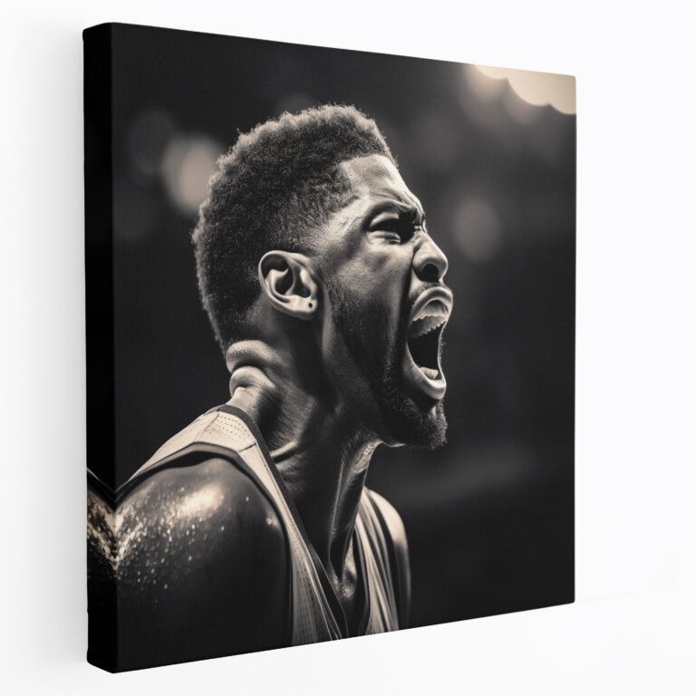 NBA Leinwandbild - Intensität und Fokus - Schwarz-Weiß-Fotografie