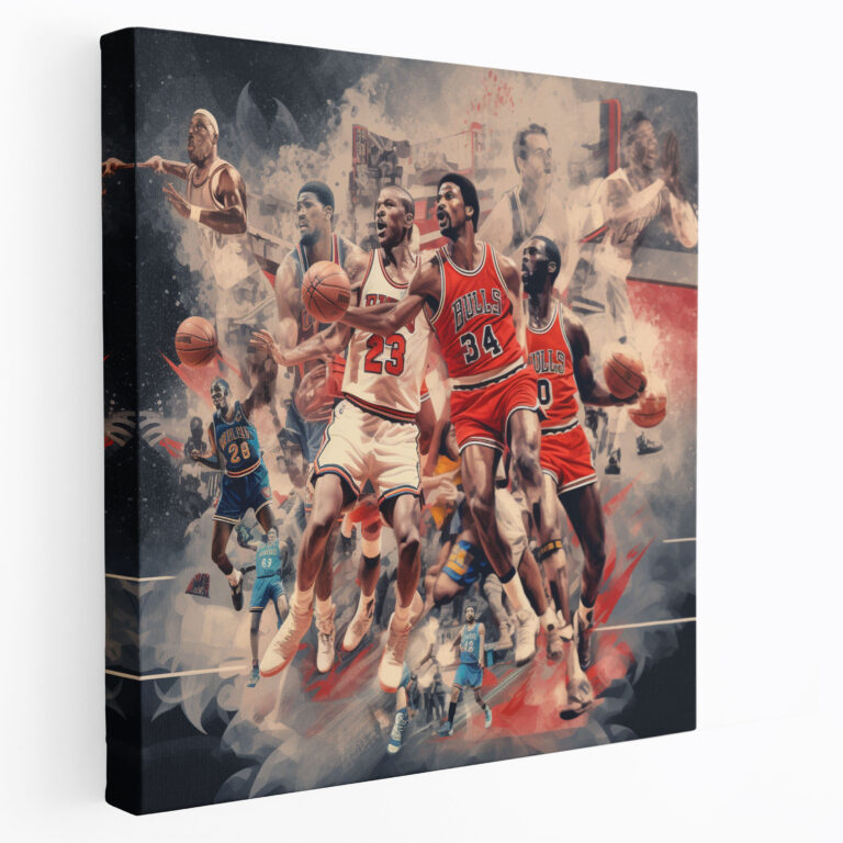 NBA Wanddekoration - Ikonische Momente - Leinwandbild Basketballgeschichte Wohnkultur