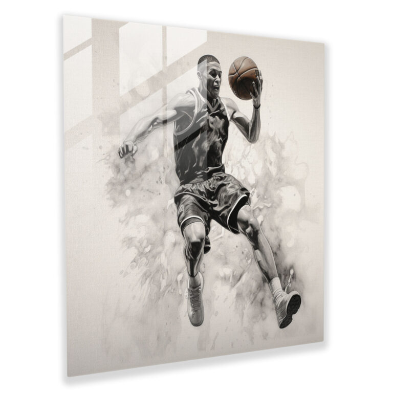 NBA Fotorealistisches Kohle Glasbild - Moderne Kunst zur Wanddekoration