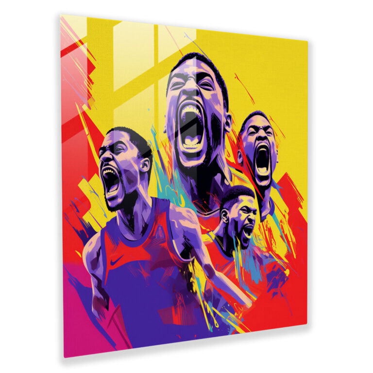NBA Glasbild - Pop-Art-Illustration bekannter Spieler - NBA moderne Kunst Wohnkultur Glasbild