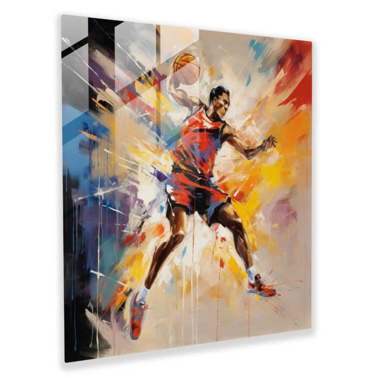 NBA Modernes Glasbild - Basketballspieler Wanddekoration