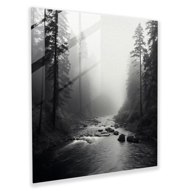 Glasbild - Nebelhafte Ruhe - Neutral Dekoration für Zuhause Serene Landschaft Glas Kunst
