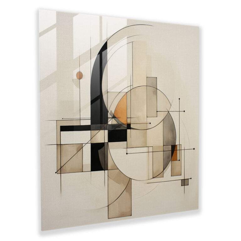 Neutral Glasbild - Harmonische Überkreuzung - Neutral Moderne Kunst Glaswandkunst Überkreuzende Linien und Formen