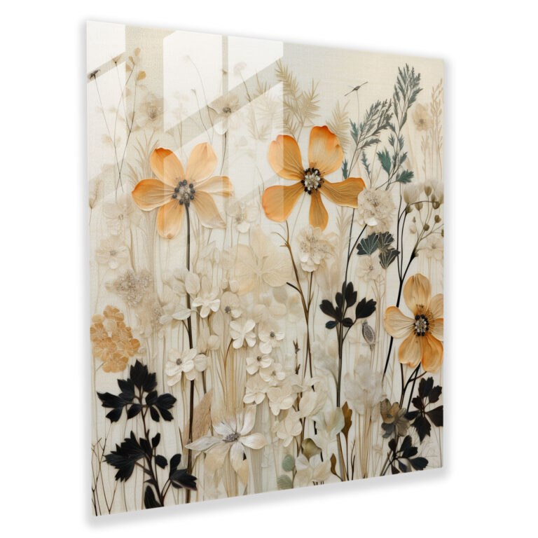 Glasbild Vintage Botanicals - Neutral Vintage-inspiriertes Glasbild mit Nostalgie