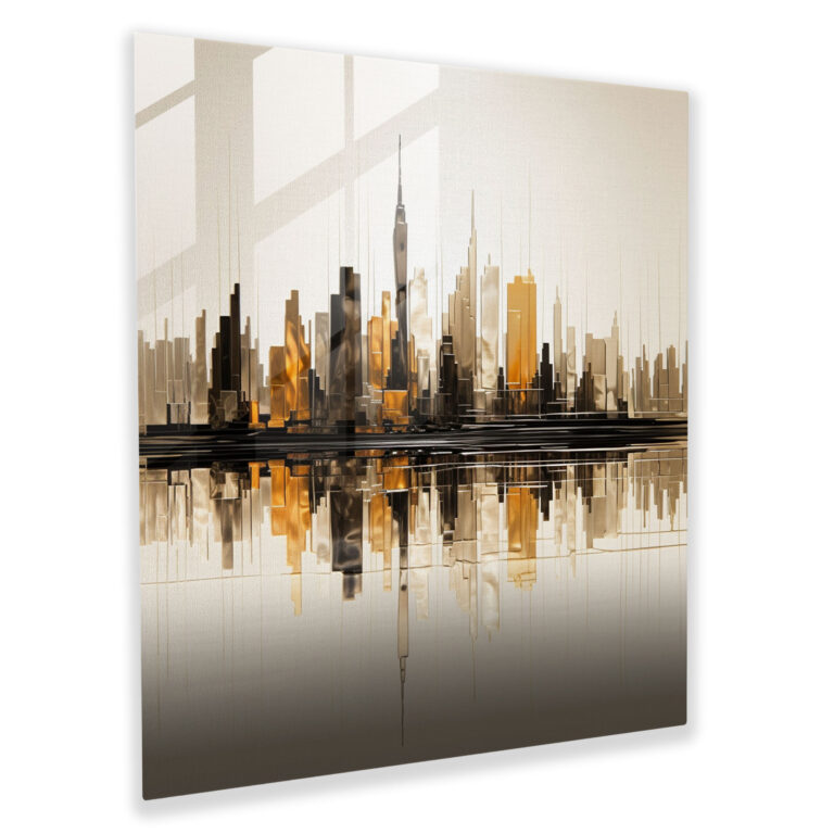 Neutral Glasbild - Stadtmagie - Urban-inspiriertes Glasbild in neutralen Tönen