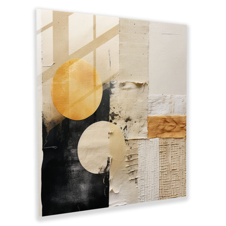 Glasbild Neutral - Strukturierte abstrakte Collage - Neutral modern Glas Kunst Wohnkultur
