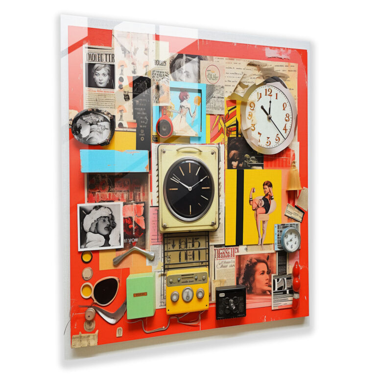 Neutral Retro Vibes Glasbild - Neutral Modern Art Vintage Objects Glasbild