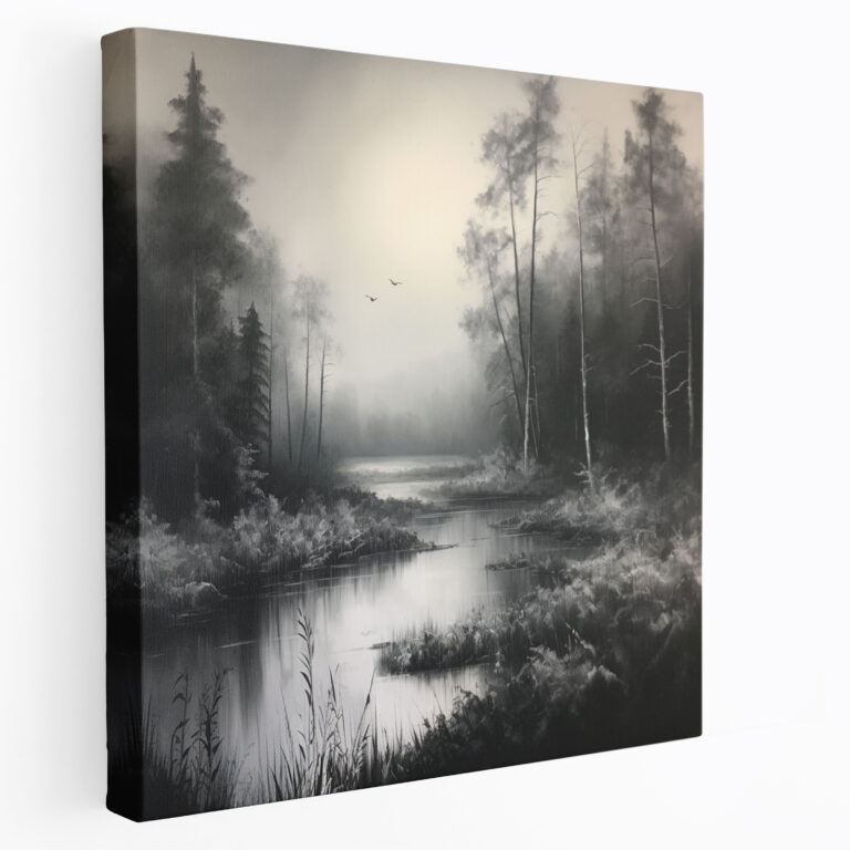 Neutral monochromatisches Landschafts-Leinwandbild - Neutral Wanddekoration Ruhe