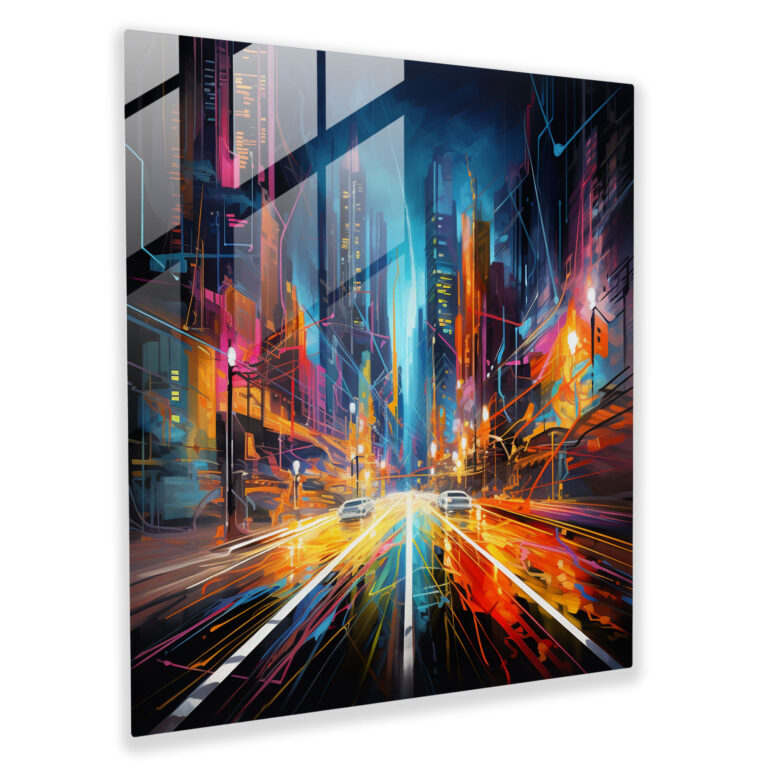 Nighthawks Neon Glasbild - Nighthawks Wanddekoration Dynamische Energie Neonlichtmalerei