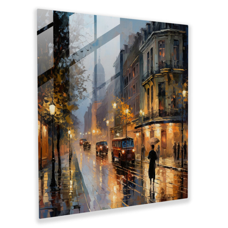 Glasbild Nighthawks - Nighthawks Dekoration für Zuhause Impressionistische Pinselstriche