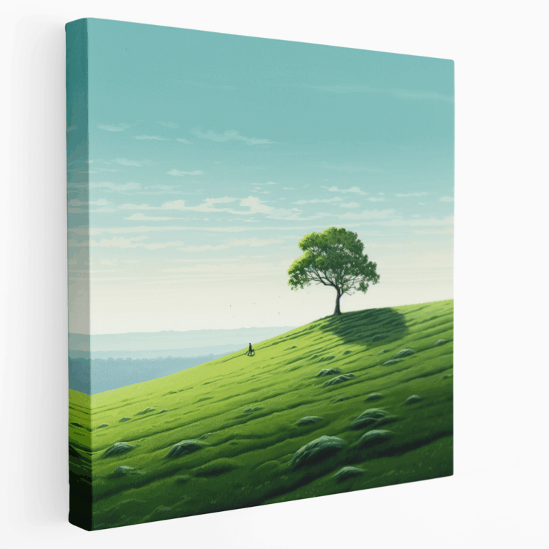 Minimalistisches Baum-Leinwandbild auf dem Hügel