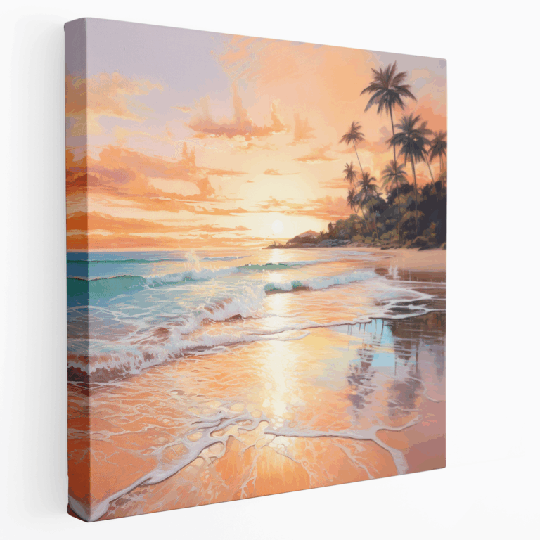 Modernes tropisches Sonnenuntergangs-Leinwandbild