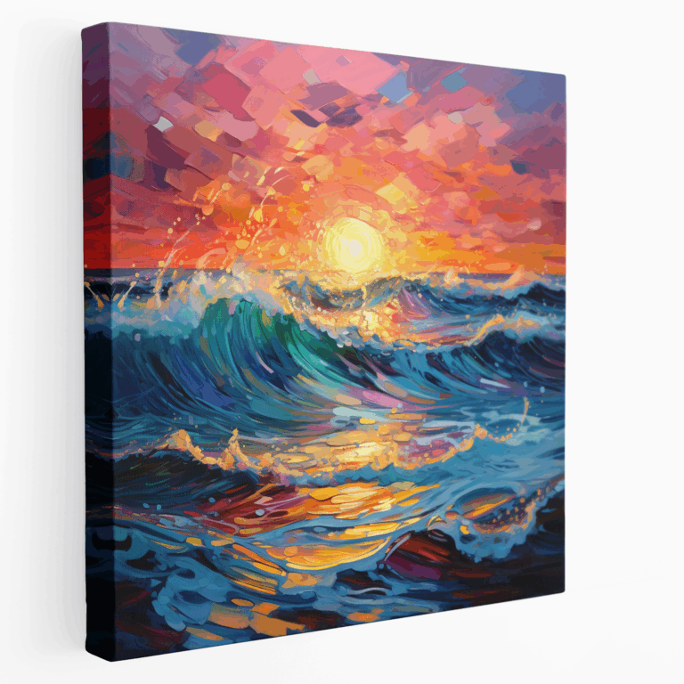 Abstraktes Leinwandbild Sonnenuntergang am Meer