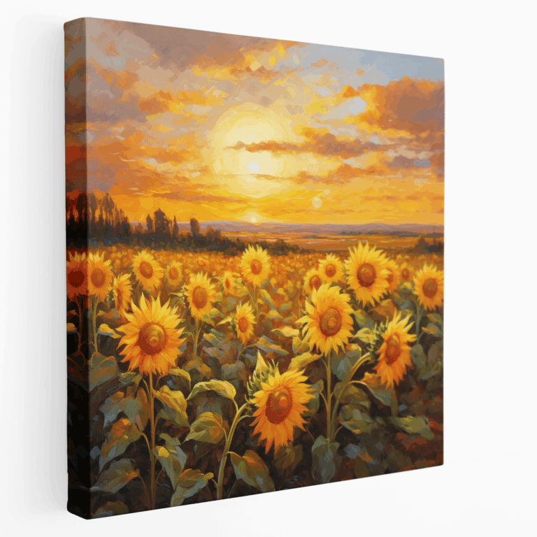 Goldene Felder - Impressionistisches Ölgemälde als Leinwandbild