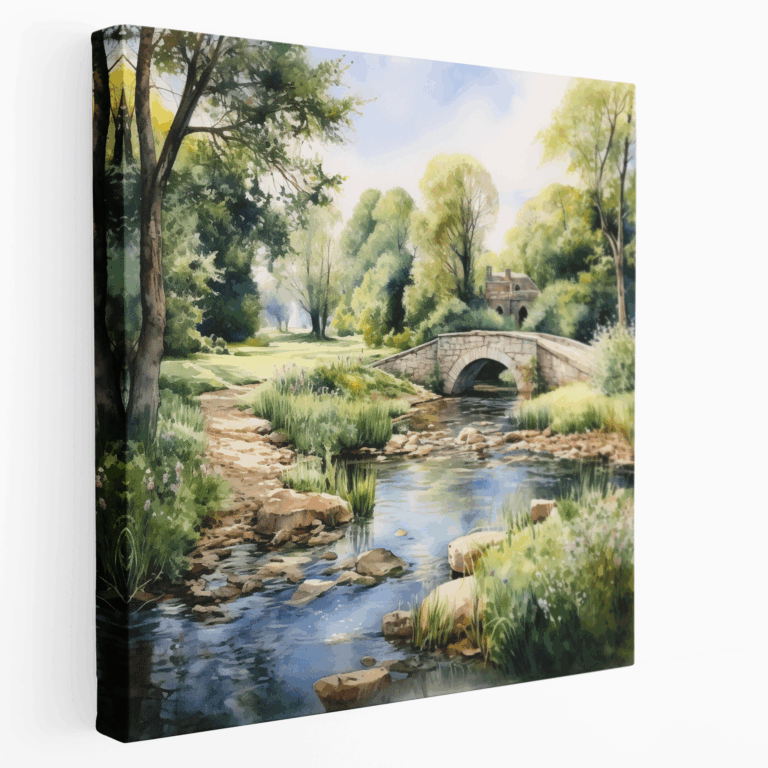 Ländliche Idylle - Realistisches Aquarell Leinwandbild
