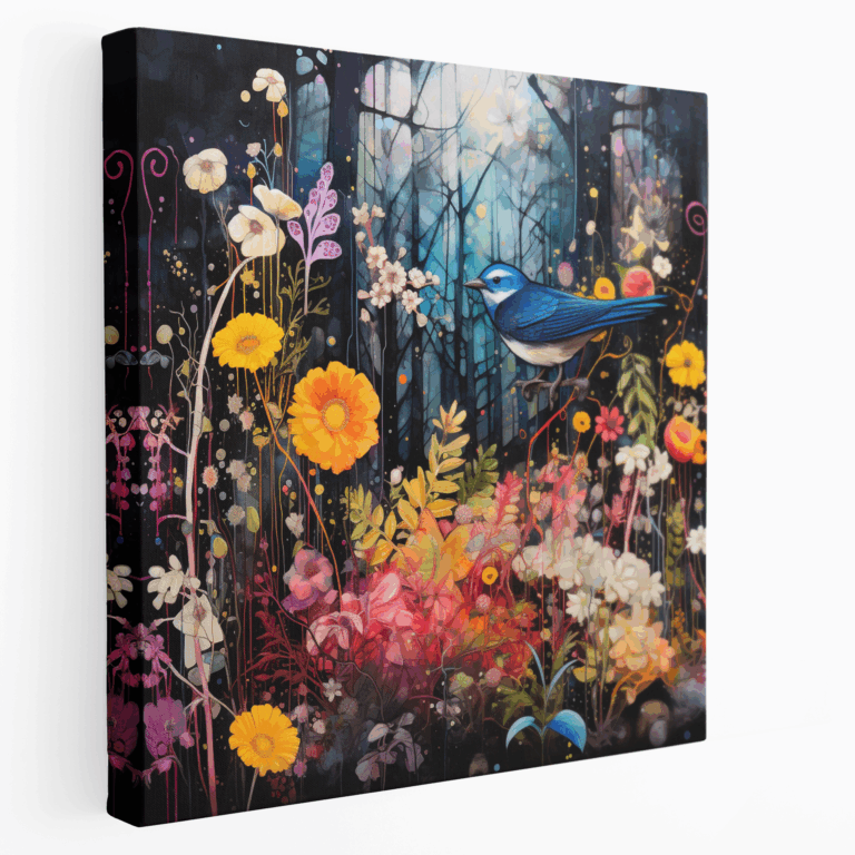 Verzauberter Wald - Abstraktes Mixed-Media Leinwandbild