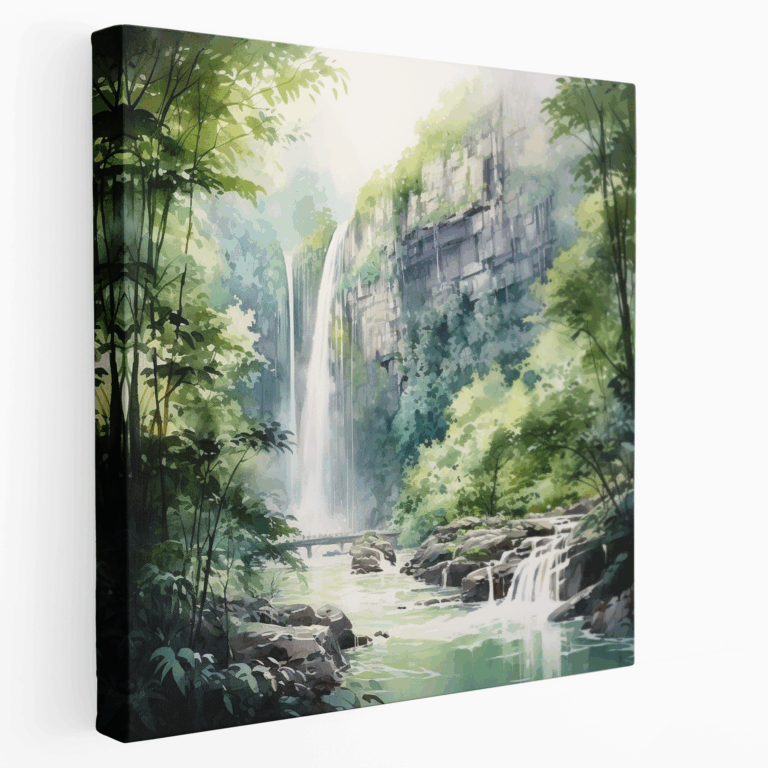 Leinwandbild mit einem ätherischen Wasserfall