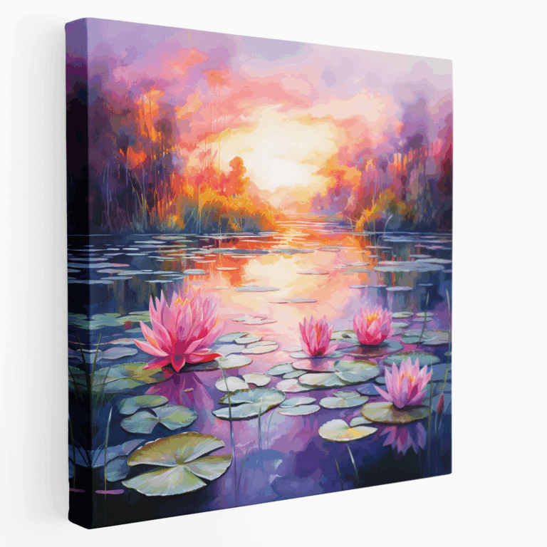 Leinwandbild Seerosenteich Aquarell