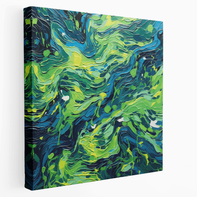Leinwandbild mit abstrakten Flüssen und Wäldern