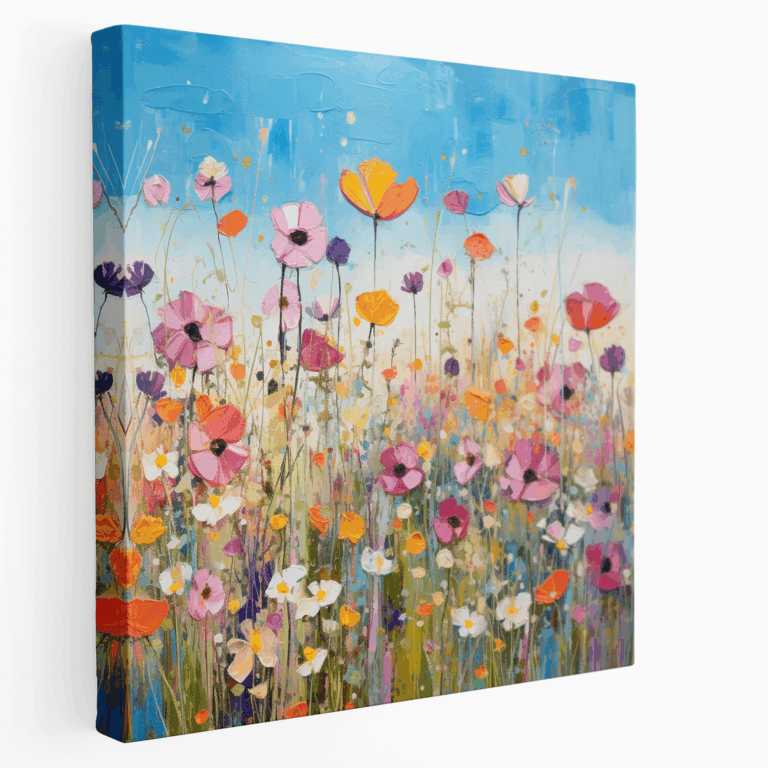 Leinwandbild Wildblumenwiese im Mixed-Media-Stil