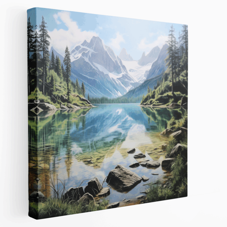 Pastell See und Berglandschaft Leinwandbild