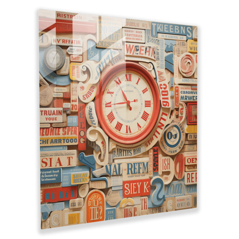 Typografie Nostalgie Glasbild - Nostalgie Wohnkultur Vintage Typografie Glas Kunst