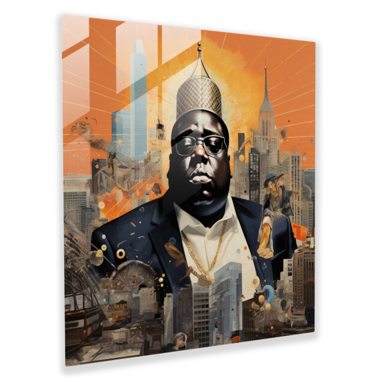 Glasbild Notorious Big - Wanddekoration Moderne Kunst New York City