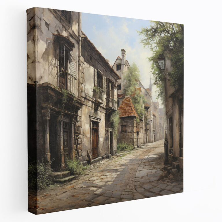 Handgemaltes Ölgemälde - Alte Straßenecke - Nostalgie Wohnkultur Wandkunst Nostalgie aus vergangenen Zeiten