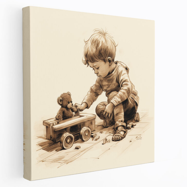 Holzspielzeug Leinwandbild - Nostalgie Freude Wohnkultur