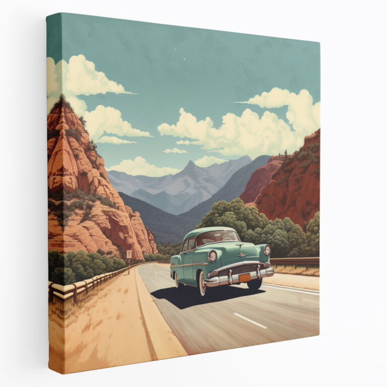 Nostalgische Roadtrip Leinwandbild - Nostalgie Wanderlust