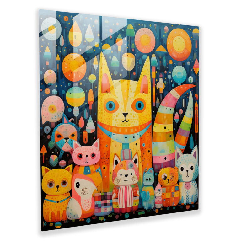 Glasbild mit Tiermotiv in buntem abstraktem Design für das Kinderzimmer - Wanddekoration - Kinderzimmerdesign - Glas-Wandkunst