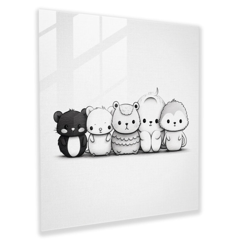 Glasbild mit Tiermotiven – Minimalistische Tierkollektion für das Kinderzimmer und moderne Wanddekoration