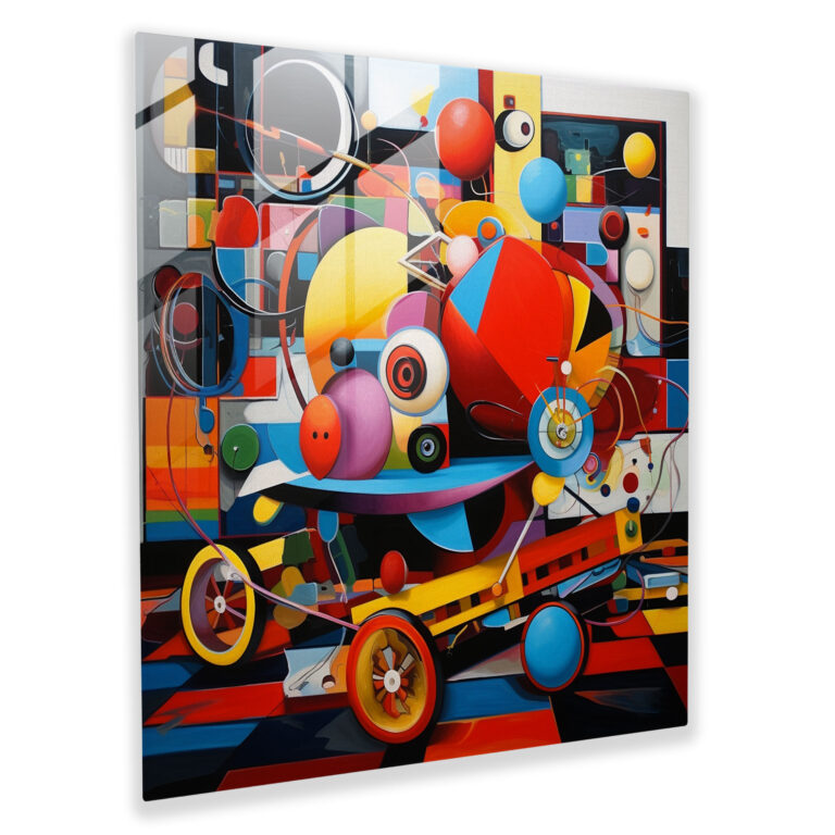 Glasbild für Kinderzimmer - Abstrakte Spielzeugsammlung - Kinderzimmer Glasbild Glasbild Kinderzimmerthema
