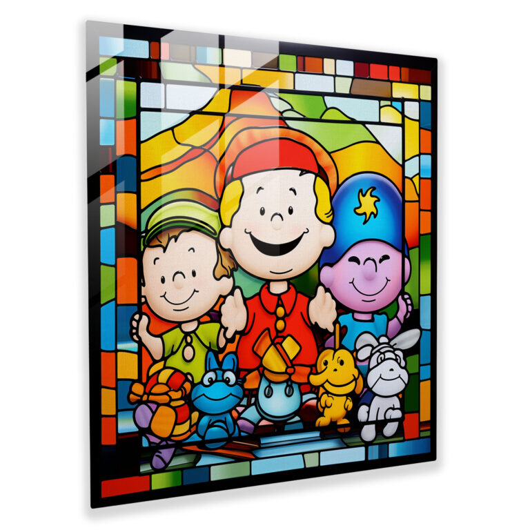 Glasbild mit Pop-Art-Kinderzimmerfiguren - Kinderzimmer Spaßige Atmosphäre Pop-Art