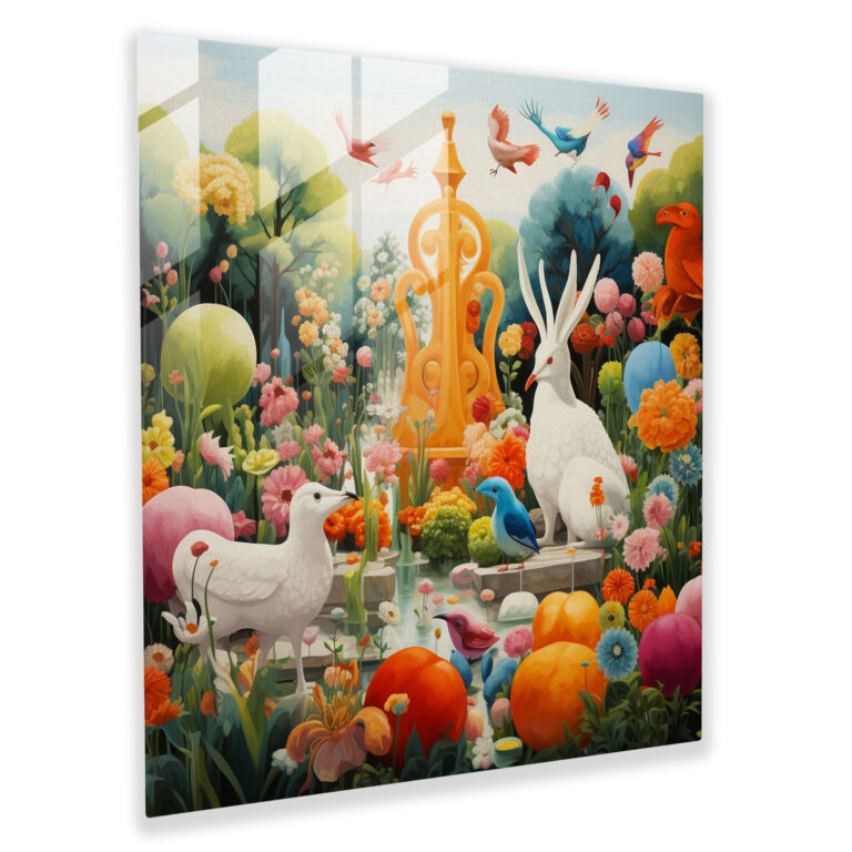 Verspieltes Kinderzimmer Glasbild - Kinderzimmer Buntes Gemälde Glas Wandkunst