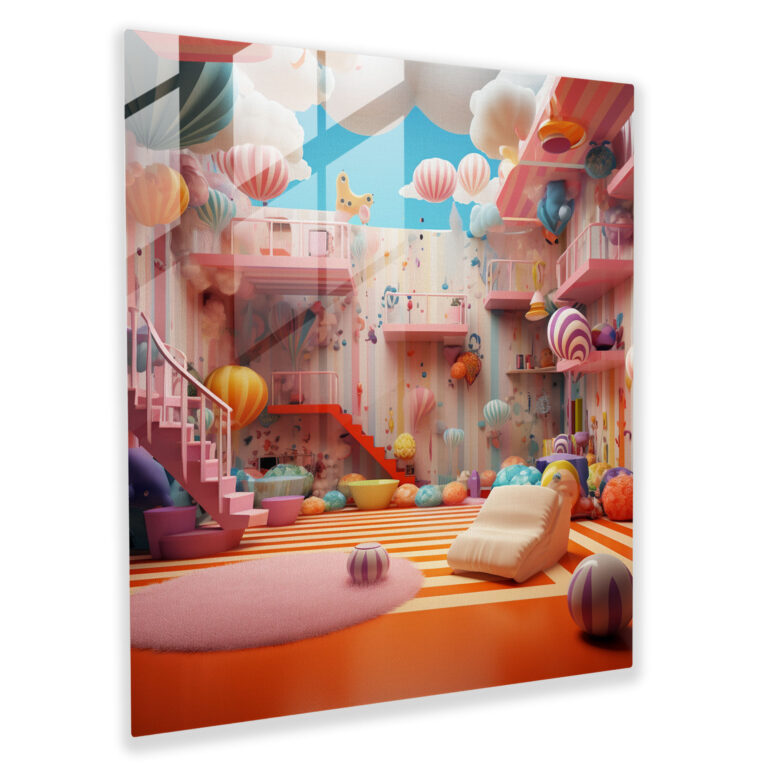 Glasbild für Kinderzimmer - Kinderzimmer Wanddekoration Glaswandkunst Abstraktes Kunstwerk.