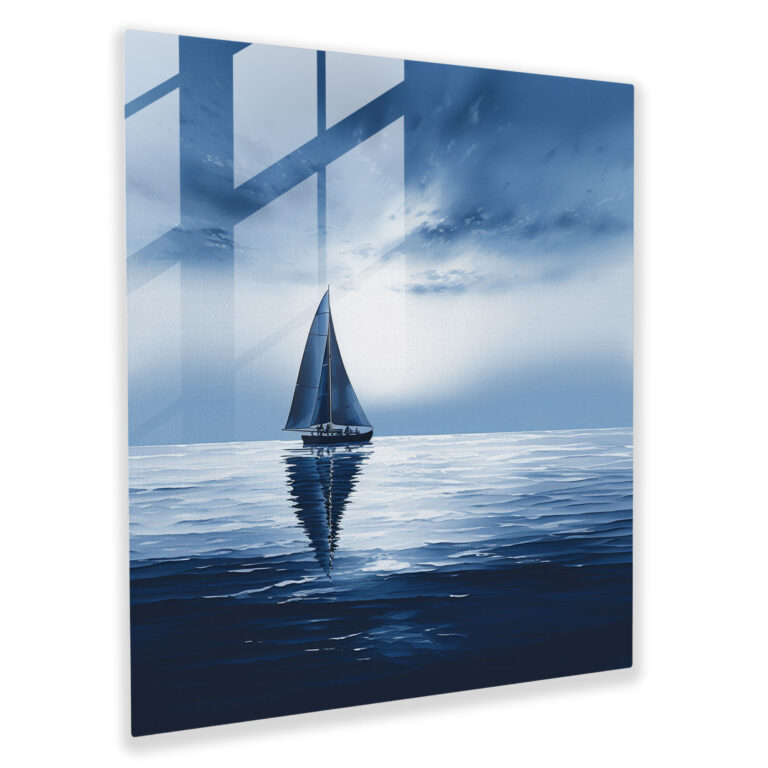 Majestätisches Marineblau-Glasbild - Marineblau Glaswandkunst Majestätisch