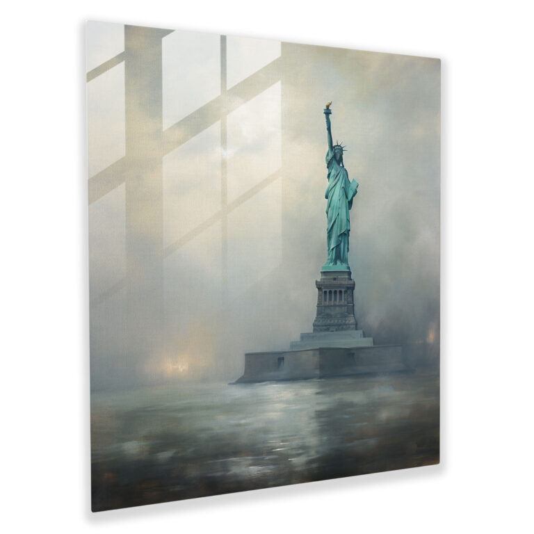 Ethereale Impressionistische Glasbild-Druck - Glasbild Freiheitsstatue Wohndekoration Wanddekoration Moderne Kunstarbeit