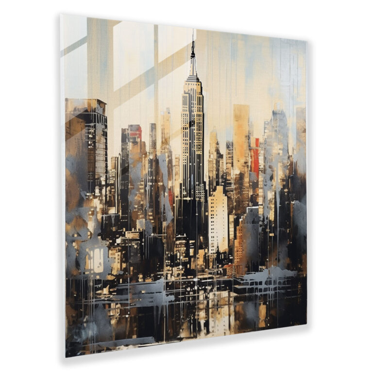Zauberhafte Stadtreflexionen Glasbild - Faszinierender Metropolenblick - Künstlerische Wanddekoration