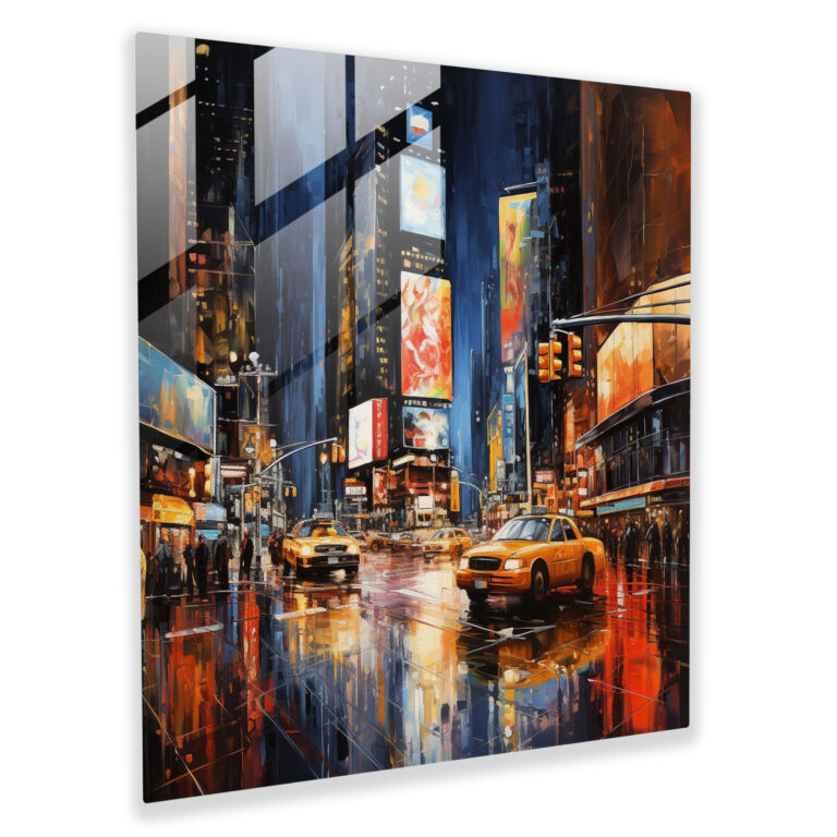 Strahlendes Glasbild - Urbanes Nachtpanorama